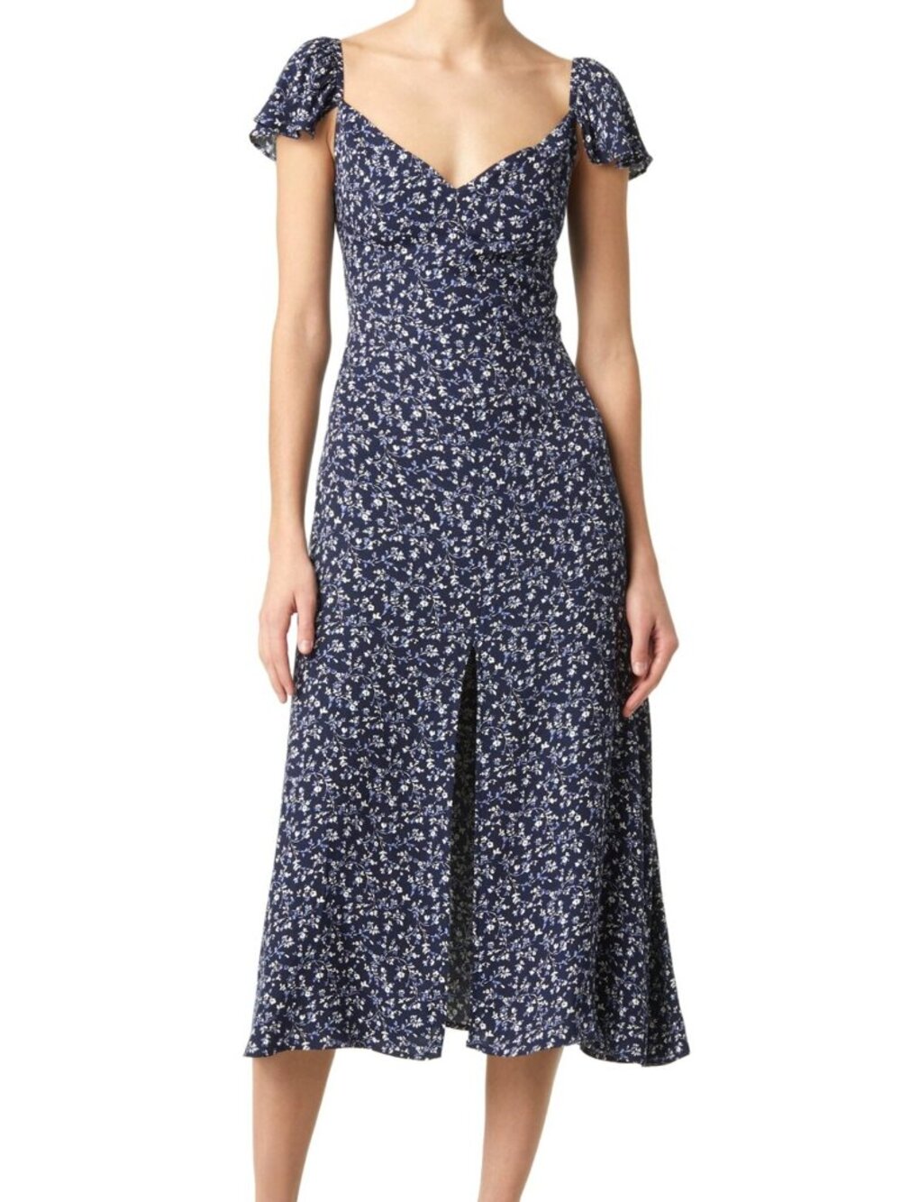 Reformation Baxley Women's Floral Short Sleeve Midi Summer Dress Twilight Size 6 - Picture 1 of 4